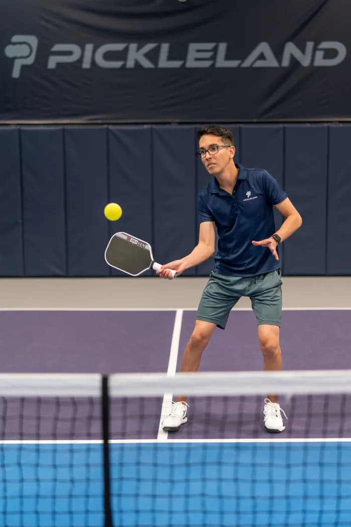 Alejandro Rioja, Courtlines founder, playing pickleball at Pickleland ATX
